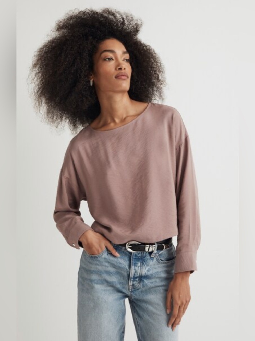 Madewell NWT Women’s Tulip-Back Top In Evening Mauve Relaxed Pink Size Large